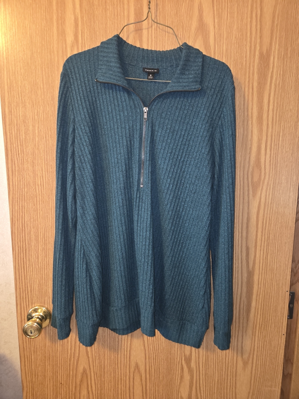 torrid Teal Ribbed Half-Zip Sweater